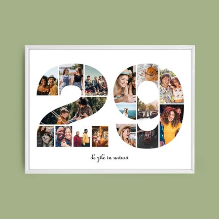 Személyre szabott tájkép vászon 16 fotóval, 29-es modellszámmal és szöveges üzenettel