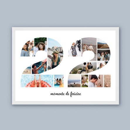 Tablou landscape personalizat cu 17 poze model numărul 22 și mesaj text 