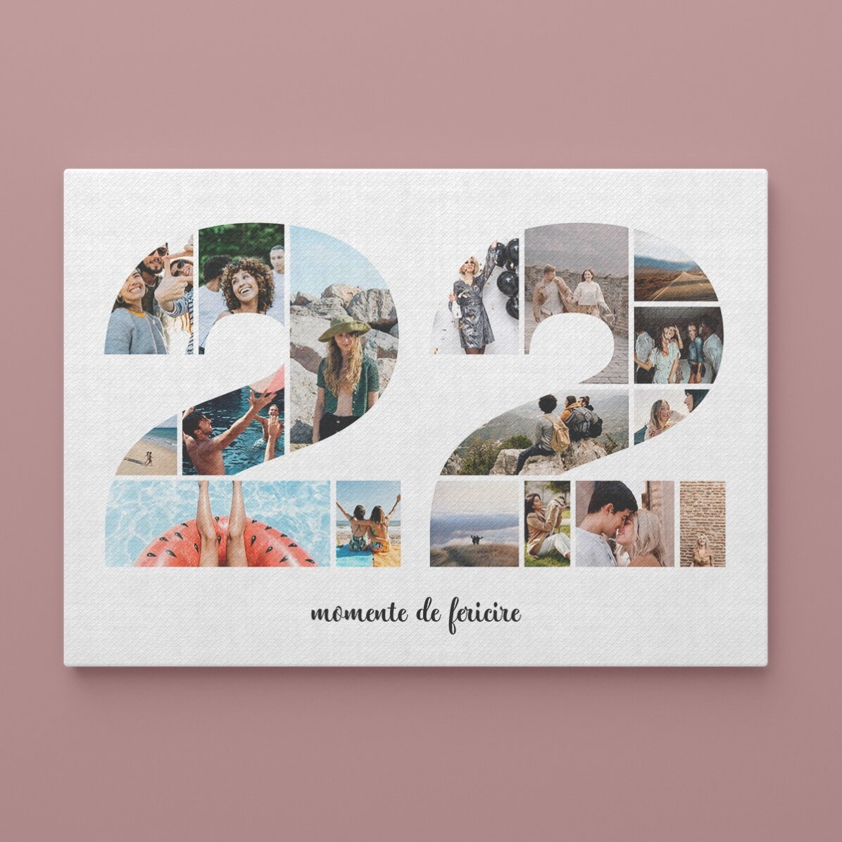 Tablou landscape personalizat cu 17 poze model numărul 22 și mesaj text 