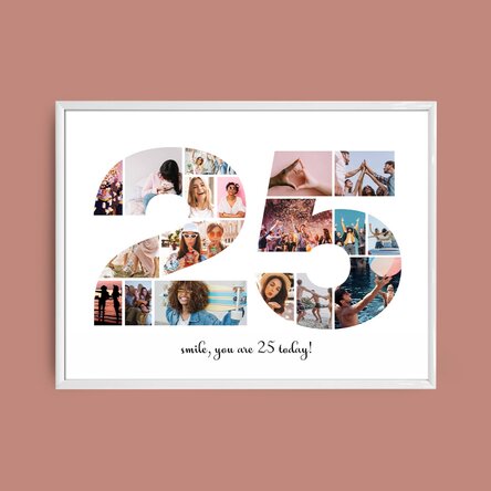 Személyre szabott tájkép vászon 18 fotóval, 25-ös modellszámmal és szöveges üzenettel