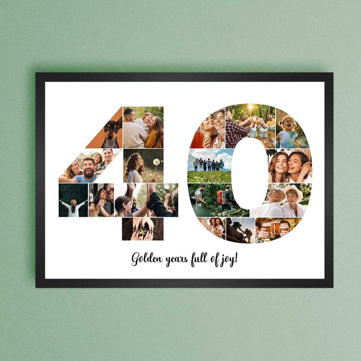 Tablou landscape personalizat cu 18 poze model numărul 40 și mesaj text