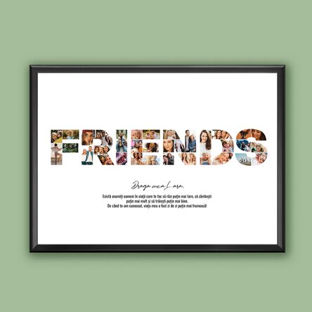 Tablou landscape personalizat cu 34 poze și text - FRIENDS