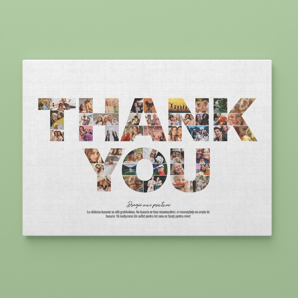 Tablou landscape personalizat cu 46 poze și text - THANK YOU