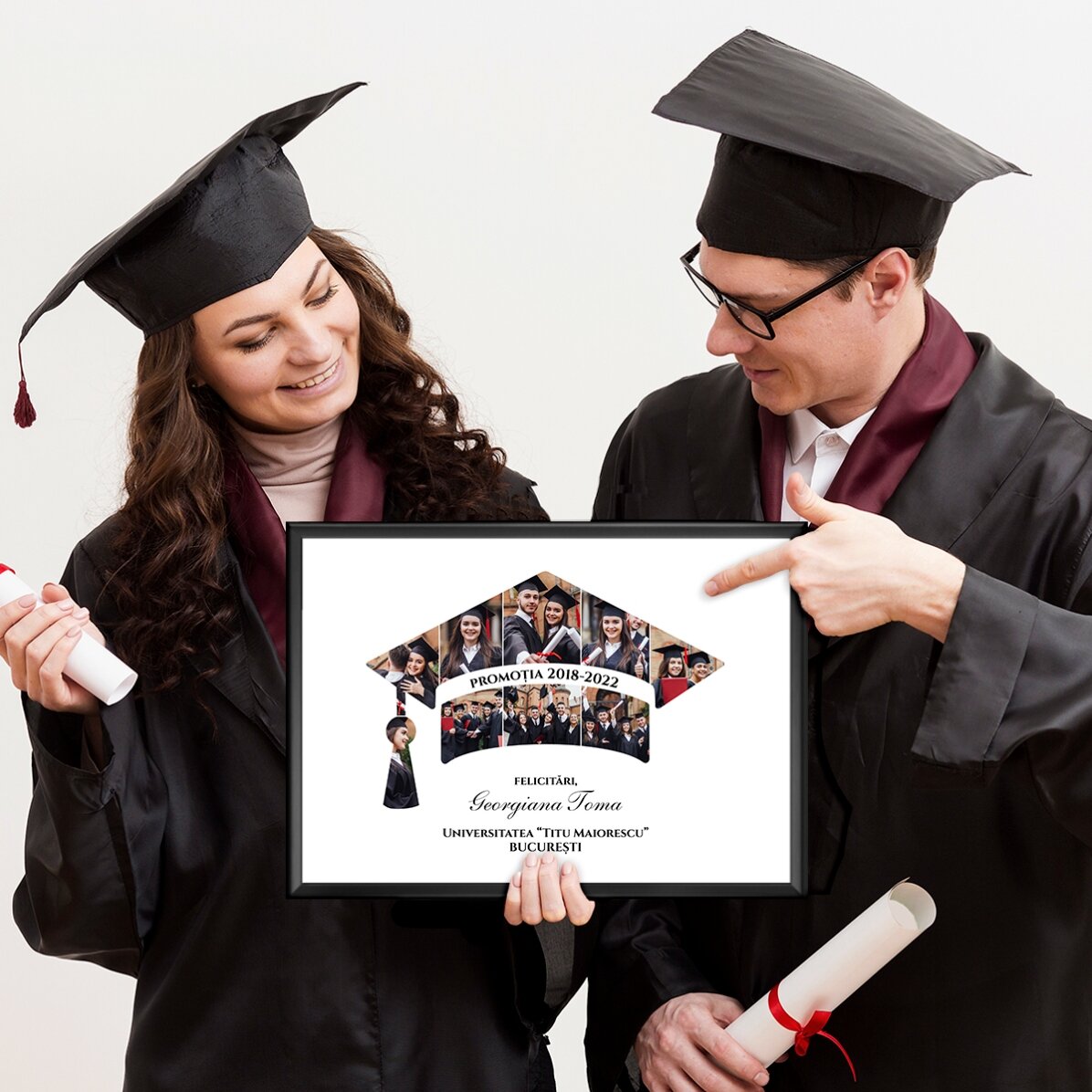 Tablou landscape personalizat cu poze și text - Absolvire