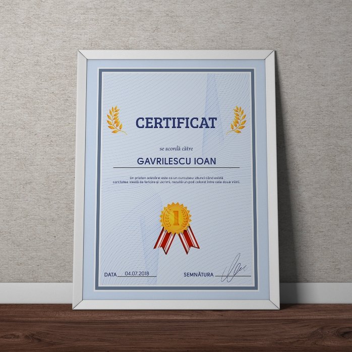 Tablou personalizat - Certificat de recunoștință