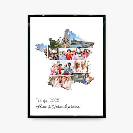 Tablou personalizat cu 10 poze și text - Franța