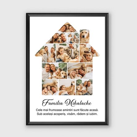 Tablou personalizat cu 12 poze și text - Casa noastră