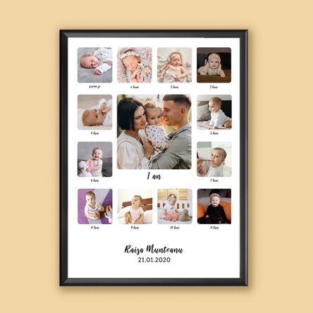 Tablou personalizat cu 13 poze și text - Primul meu an