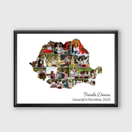 Tablou personalizat cu 15 poze și text  - România