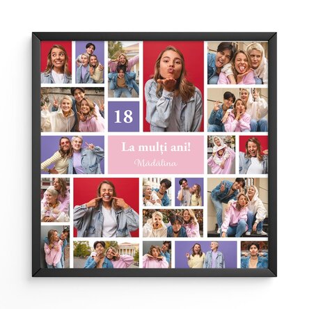 Tablou personalizat cu 21 de poze și text - Colaj