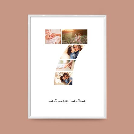 Személyre szabott vászon 5 fotóval, 7-es modellszámmal és szöveges üzenettel