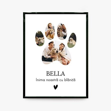 Tablou personalizat cu 5 poze și text - Animăluțe de companie