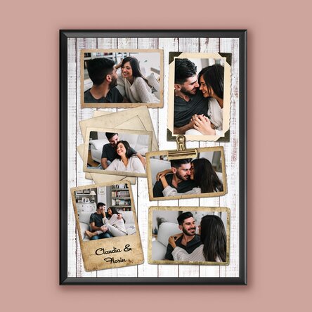 Tablou personalizat cu 6 poze în design vintage
