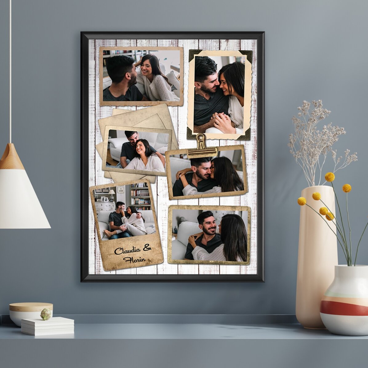 Tablou personalizat cu 6 poze în design vintage