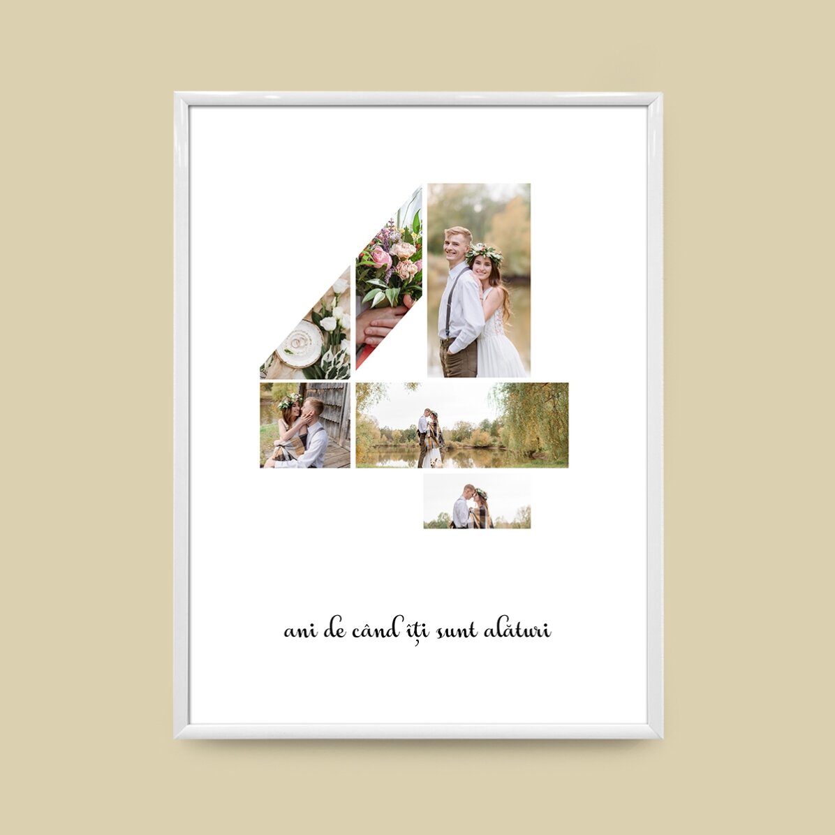 Személyre szabott vászon 6 fotóval, 4-es modellszámmal és szöveges üzenettel