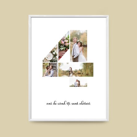 Személyre szabott vászon 6 fotóval, 4-es modellszámmal és szöveges üzenettel