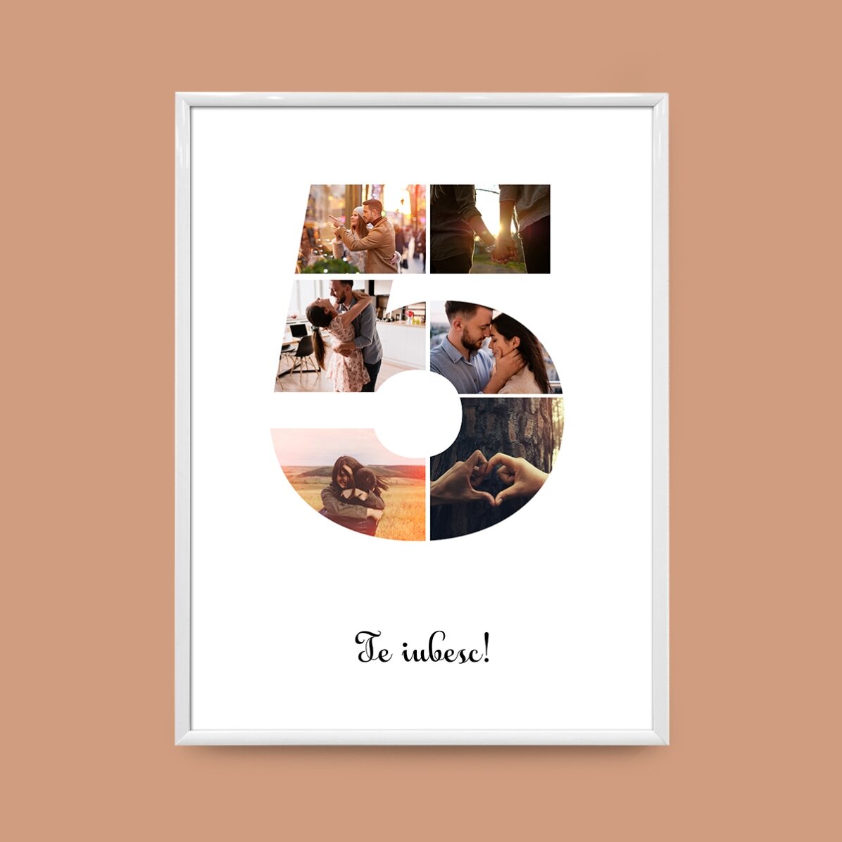 Személyre szabott vászon 6 fotóval, 5-ös modellszámmal és szöveges üzenettel