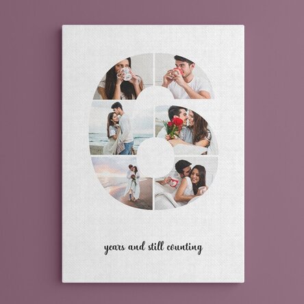 Tablou canvas personalizat cu 6 poze model numărul 6 și mesaj text