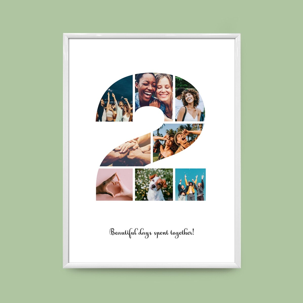 Személyre szabott vászon 8 fotóval, 2-es modellszámmal és szöveges üzenettel