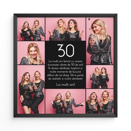 Tablou personalizat cu 8 poze și text - Aniversare fericită