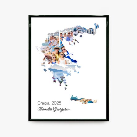 Tablou personalizat cu 8 poze și text - Grecia
