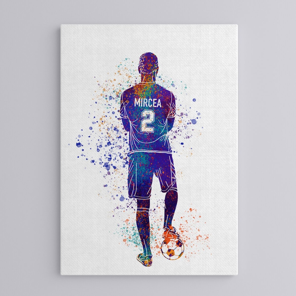 Tablou personalizat cu numele și numărul tău de jucător - Fotbal