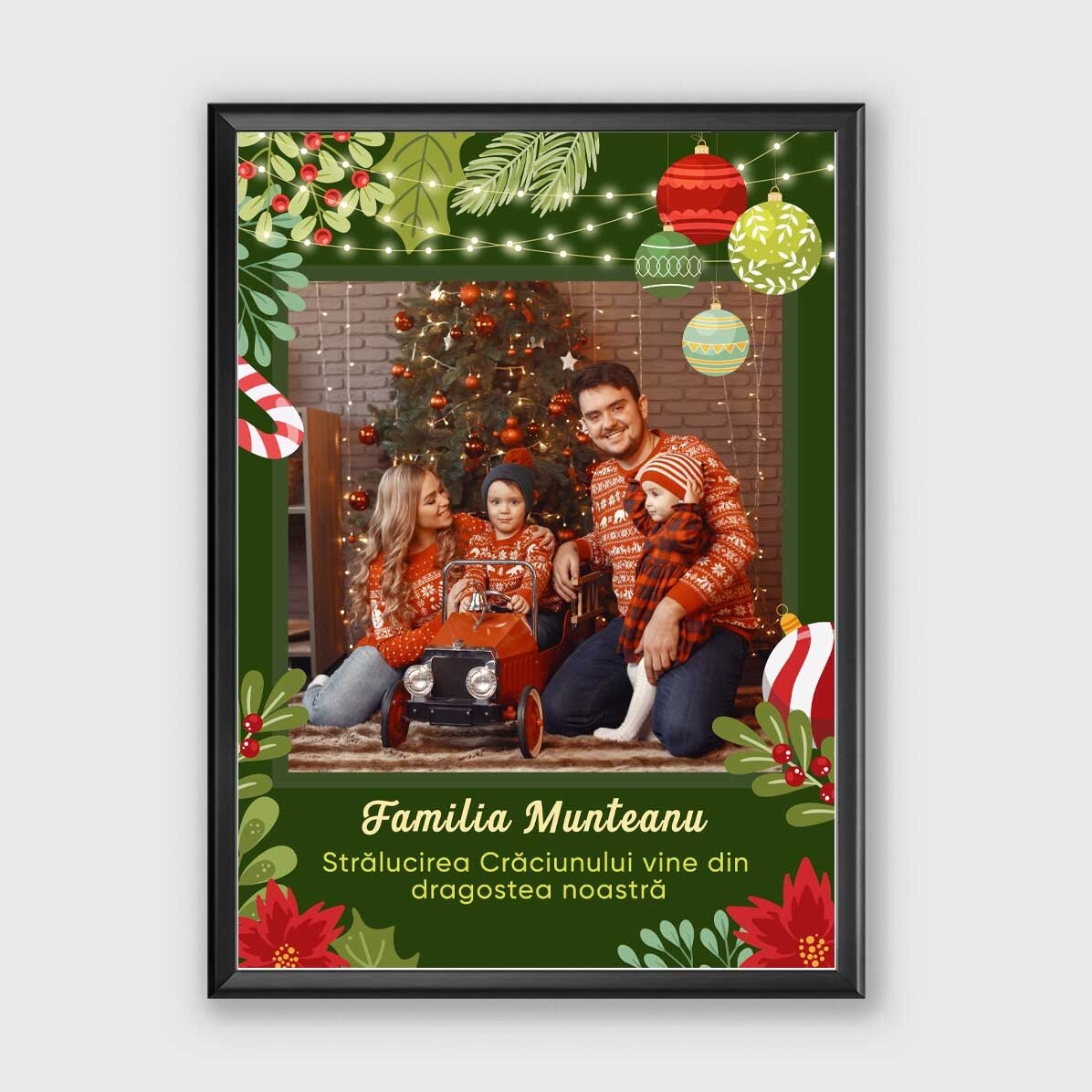 Tablou personalizat cu o poză și text - Magia Crăciunului