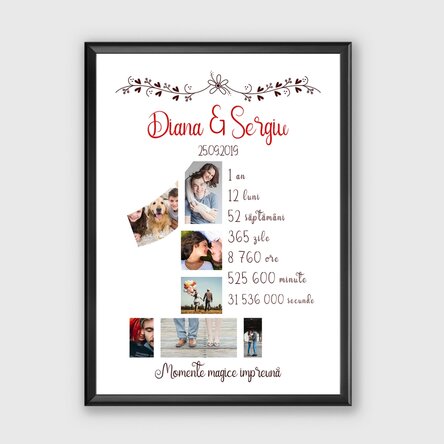 Tablou personalizat cu poze și text - Un an