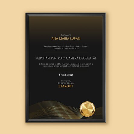 Tablou personalizat cu text - Mesaj pentru pensionare