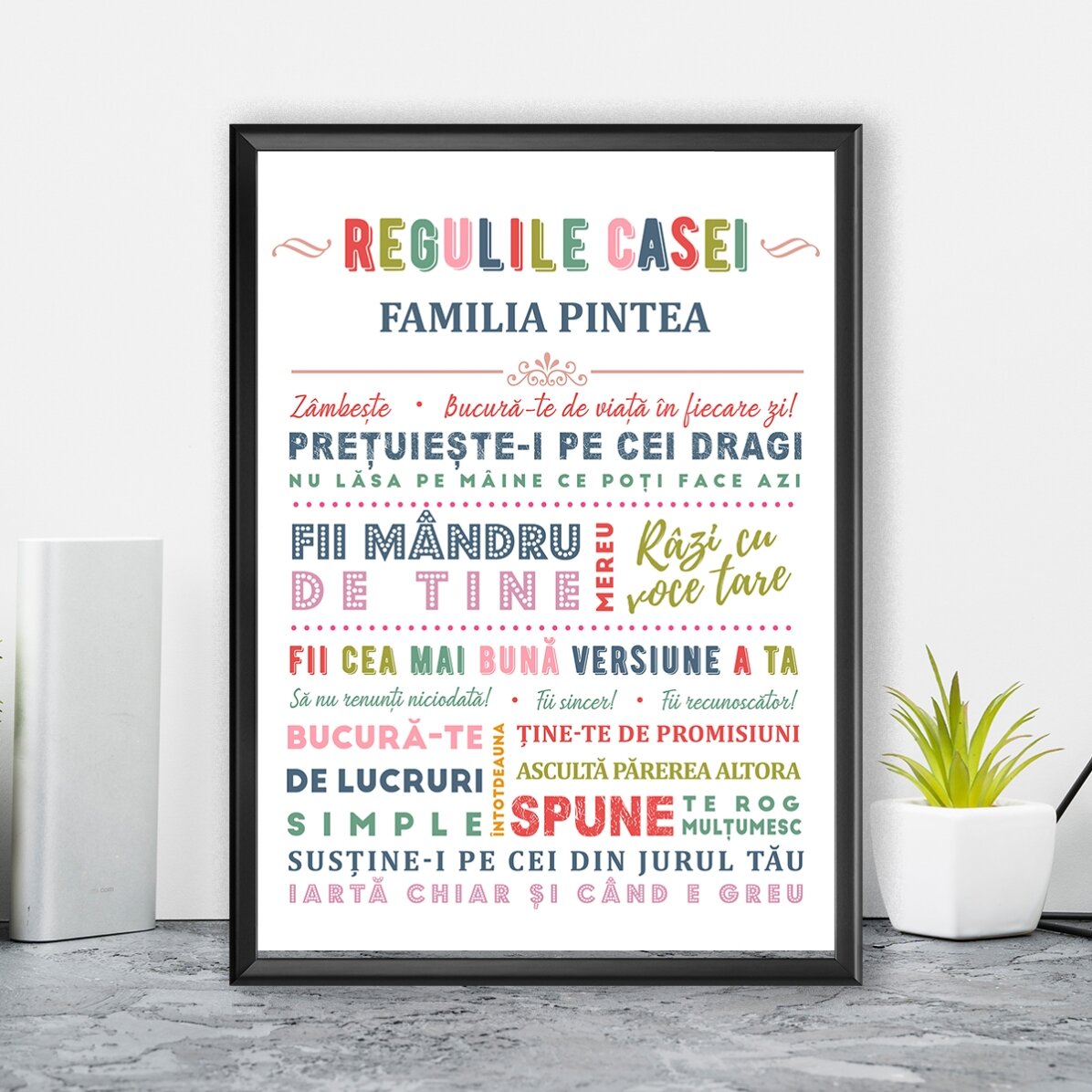 Tablou personalizat cu text - Regulile casei