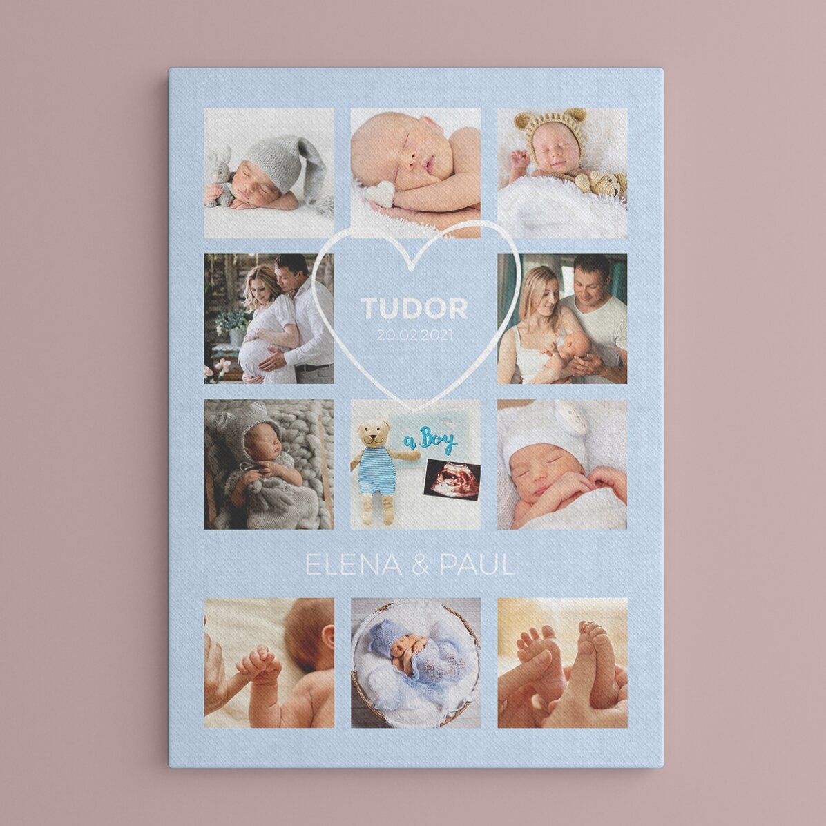 Tablou personalizat cu text și 11 poze - Baby boy