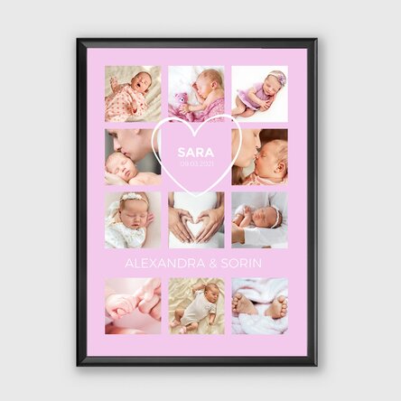 Tablou personalizat cu text și 11 poze - Baby girl