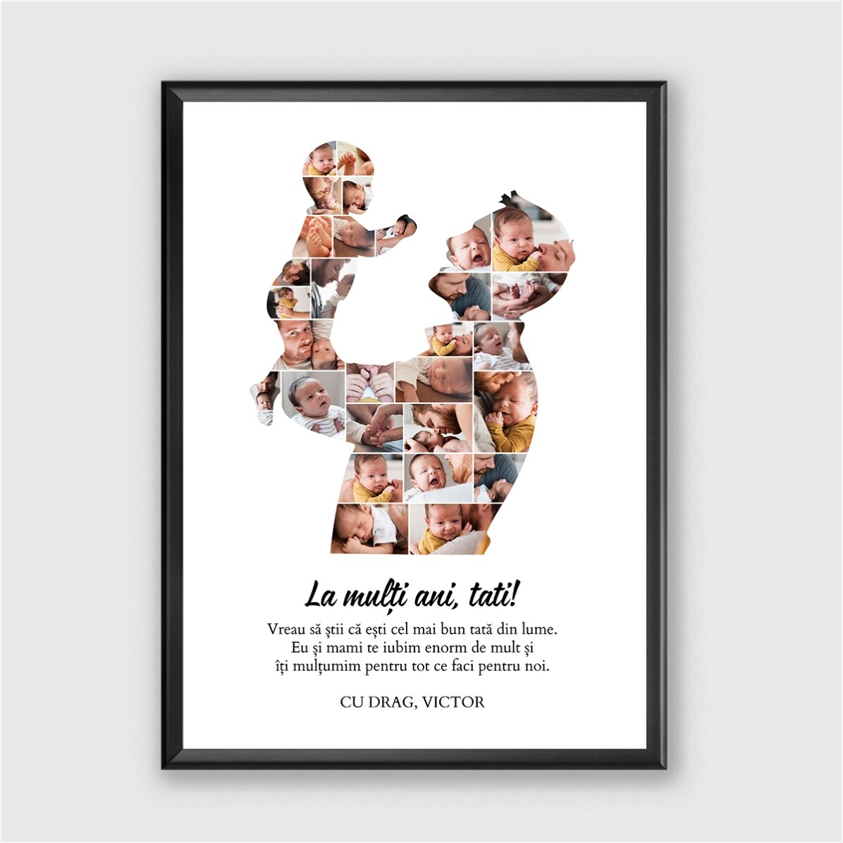 Tablou personalizat cu text și 29 de poze - Dad and baby