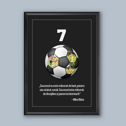 Tablou personalizat cu text și 3 poze - Minge de fotbal