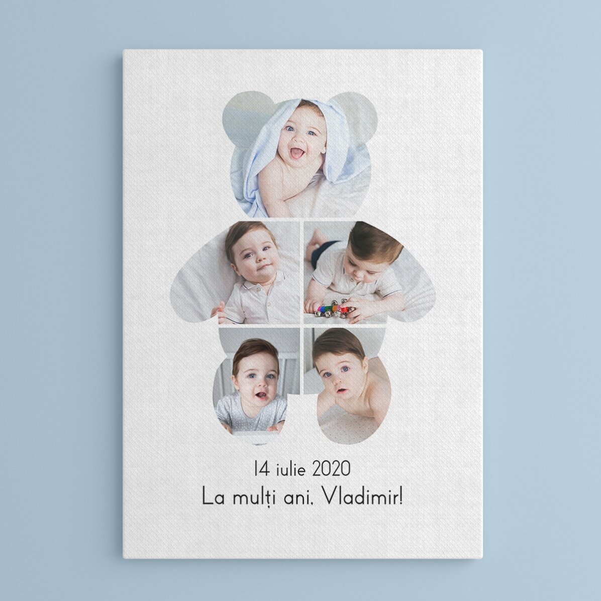 Tablou personalizat cu text și 5 fotografii - Teddy Bear