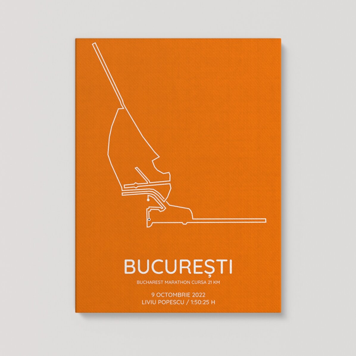 Tablou personalizat cu text și fundal colorat - Bucharest Marathon Cursa 21 km