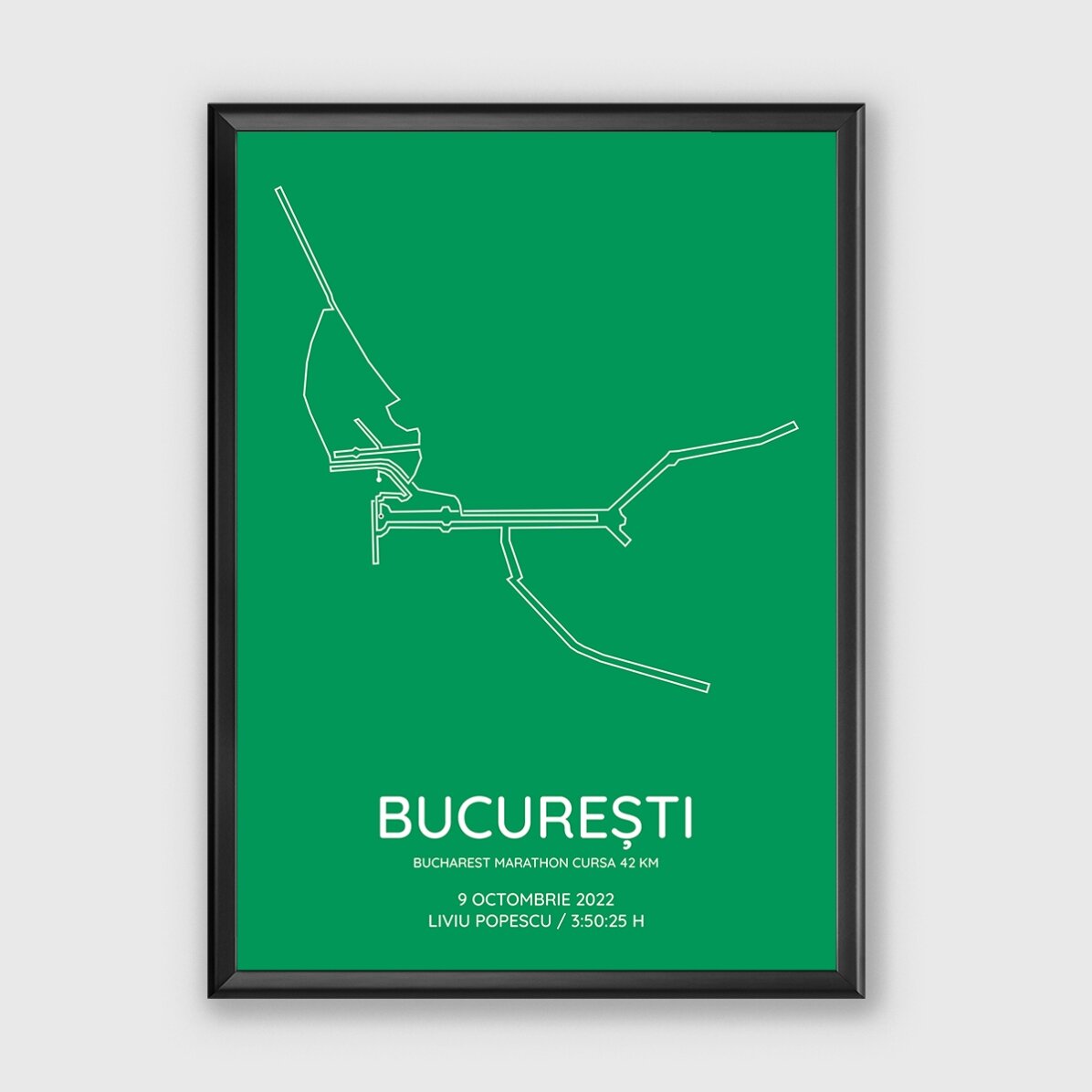 Tablou personalizat cu text și fundal colorat - Bucharest Marathon Cursa 42 km