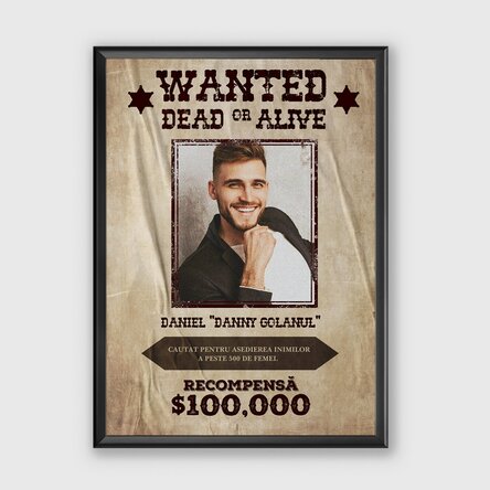 Tablou personalizat cu text și poză - Wanted