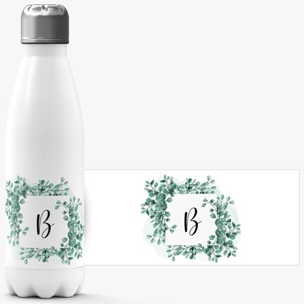 Termos cu bază albă personalizat cu inițială