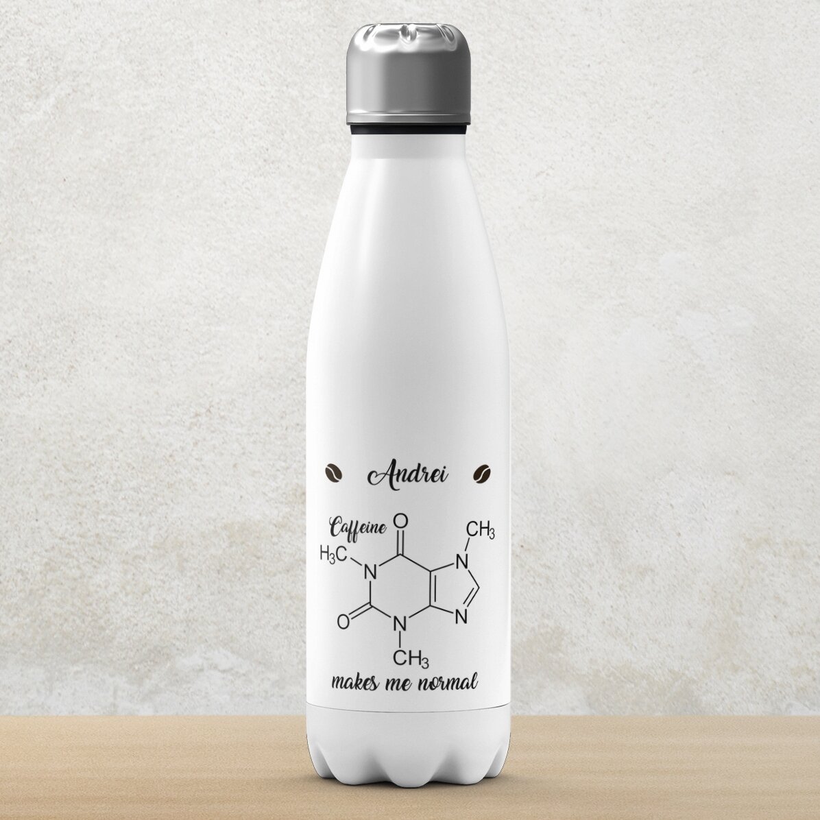 Termos cu bază albă personalizat cu nume - Chemistry
