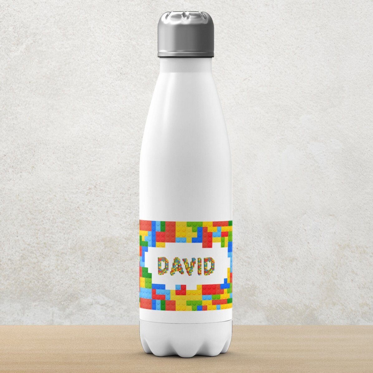 Termos cu bază albă personalizat cu nume - Lego