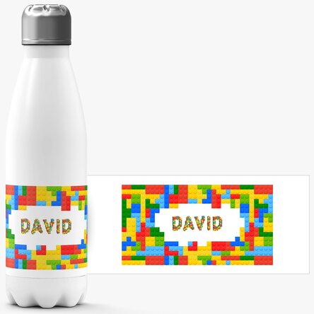 Termos cu bază albă personalizat cu nume - Lego