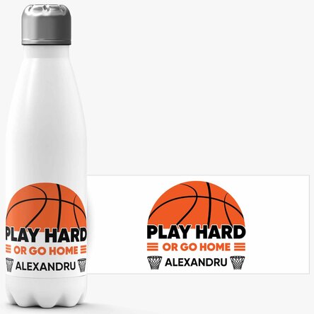 Termos cu bază albă personalizat cu text - Baschet