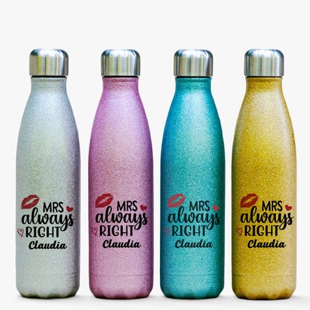 Termos cu glitter personalizat cu nume - Mrs. Always Right