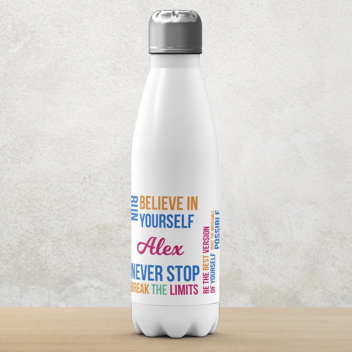 Termos cu bază albă personalizat cu nume - Runner