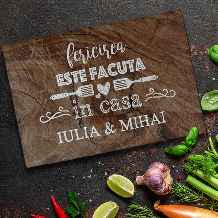 Tocător de sticlă personalizat cu text - Fericirea