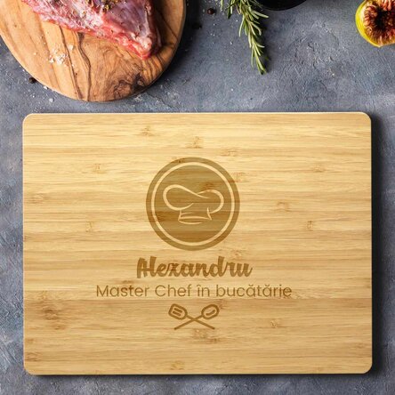 Tocător personalizat cu text - MasterChef în bucătărie