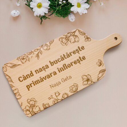 Tocător personalizat cu mesaj - Primăvară în bucătărie