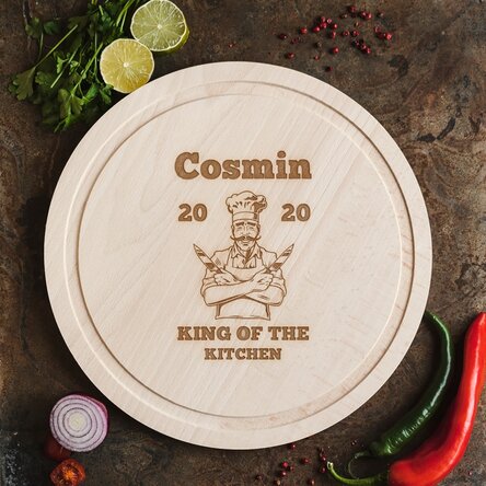 Tocător rotund personalizat - King of the Kitchen