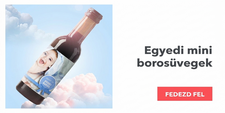 Személyre szabott mini borosüvegek keresztelőkre